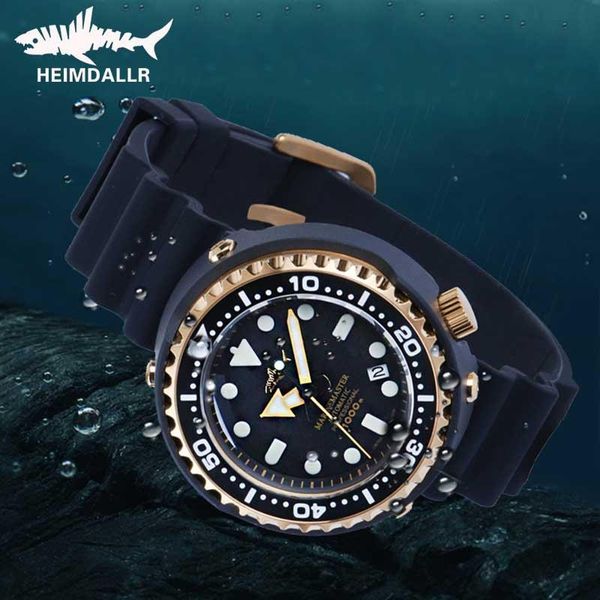 Orologi da polso Orologio subacqueo Tuna da uomo 1000M Cassa rivestita in PVD nero placcato oro impermeabile NH35A Immersione meccanica automatica