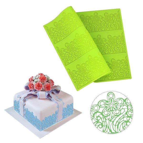 Baking Moulds Cake decoration tools Big Size Flower shape silicone lace mat fondant Sugar lace cake mat wedding cake silicone lace mold 230324