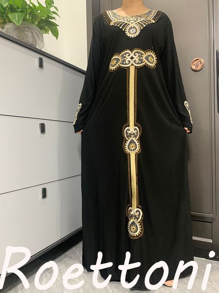 Ethnische Kleidung Eisseide Stickerei Lange Ärmel Lose Maxi Abaya Robe Für Dame Muslimische Frauen Kaftan Diamant Dubai Arabische Kleider mit Schal 230324