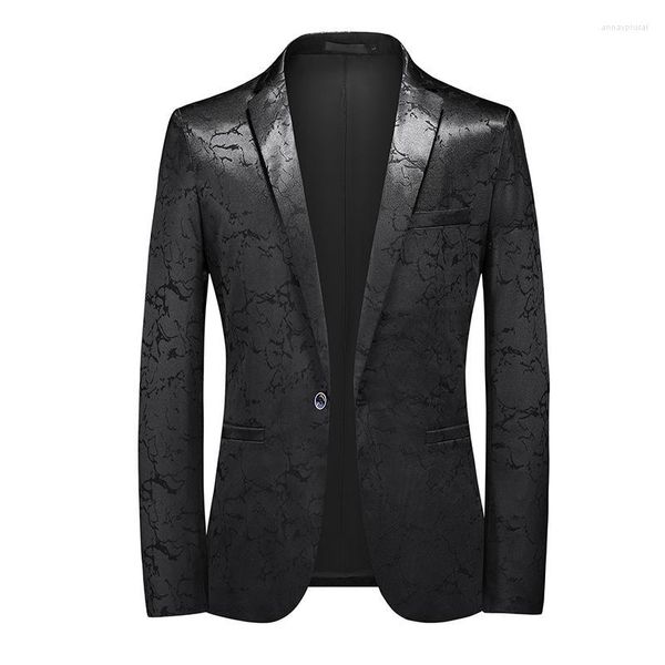 Мужские костюмы мужские пиджаки M-6xl Plus Mens Print Print Lackedo Куртка Умная формальная черная лацкана ужин Блейзер Ретро адаптированный
