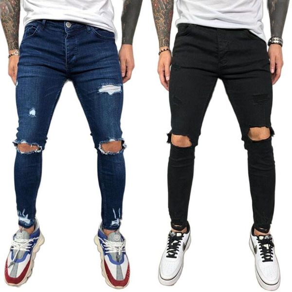 Männer Jeans BOLUN Jogginghose Sexy Loch Hosen Casual Sommer Herbst Männlich Zerrissene Skinny Slim Biker Für Männer