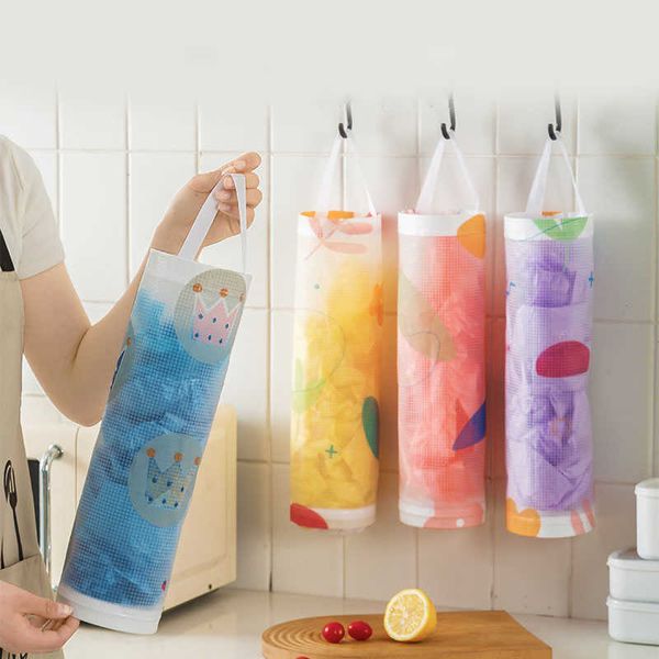 Hängender Müllsack-Spender, Organisationssets, Aufbewahrungstasche, Küchenwand, Müllsack-Spender, an der Wand befestigter Einkaufstütenhalter, Nylon-Zubehör-Organizer