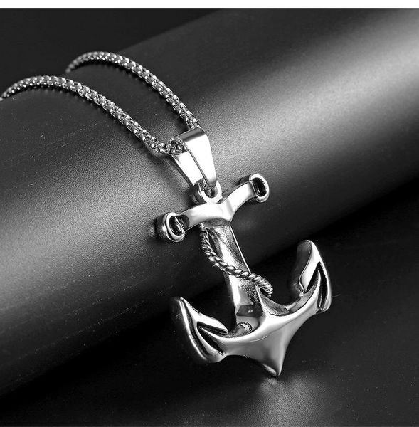 Pendant Necklaces Hip Hop Stainless Steel Pirate Ship Anchor Necklace Rock Street Chain Fashion For Men Jewelry Gifts Drop