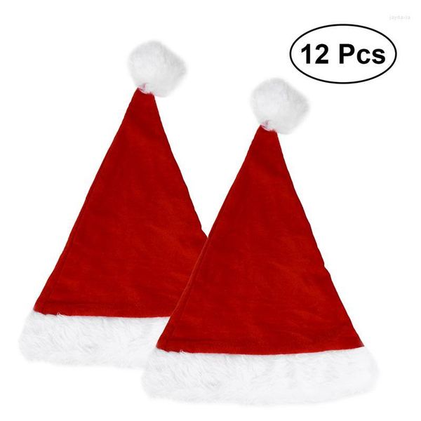 Decorazioni natalizie 12 pezzi Cappello da Babbo Natale Morbido peluche Canto Decorazione per cappello natalizio Decorazioni per feste Borsa regalo per adulti Kid