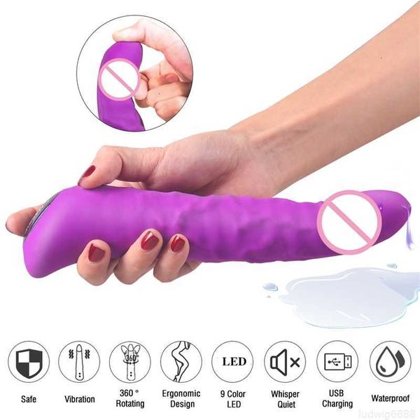 Massaggiatore per adulti Nuovo arrivo 360 Rotazione Dildo Vibratore Masturbazione femminile Giocattoli elettrici realistici per le donne