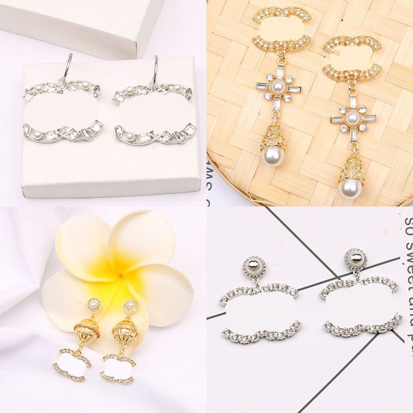 23SS 20style 18k Designers banhados a ouro Brincos de letra de orelha Ear garanhão Mulheres Brincho de marca geométrica para festas de casamento Jewerlry Acessórios