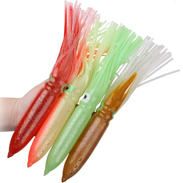 Iscas de iscas 10pcs 30cm/11.81 polegadas 56g Lures de pesca Saias de lula mole Octopus trolling pescando isca para gabaritos de silicone