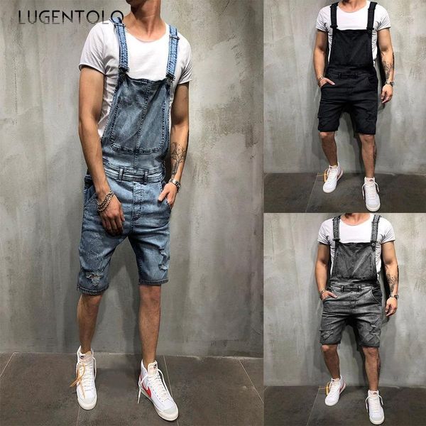 Jeans da uomo Jean Salopette Uomo Buco Moda Pantaloncini estivi Dritto Taglia grande Casual Streetwear Abbigliamento uomo Lugentolo