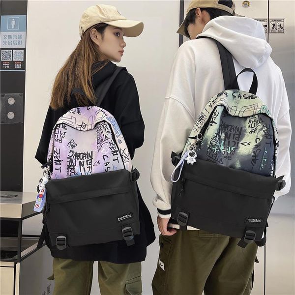 Zaino Zaino per studenti delle scuole medie superiori Borsa per personalità di tendenza della moda maschile Stile Harajuku College giapponese di graffiti