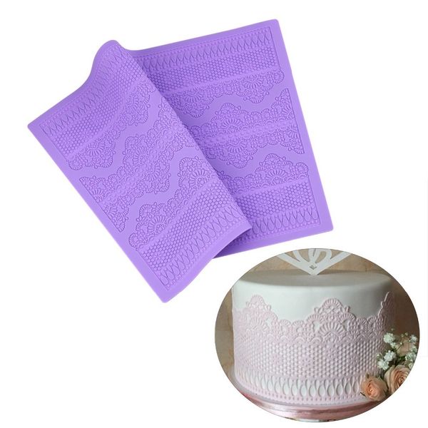 Moldes de cozimento Padrão de flor Chantilly Cake Lace Silicone Mat Fondant Sugar Cupcake Decor Decoring Decorating Tool para assar 230324