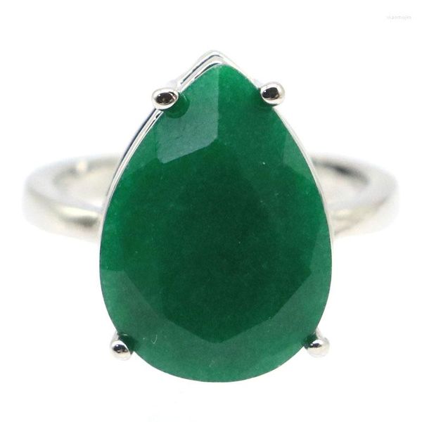 Anelli a grappolo 18x13mm SheCrown Lovely Drop Shape Real Green Emerald Red Ruby Daily Wear Argento 925 all'ingrosso