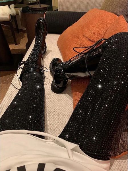 Damenhosen S Taruxy Sparkly Crystal Frauen Leggings Herbst Winter Hohe Taille Elastische Bodycon Lange Penci Hose Streetwear Y2K Strumpfhosen 230325