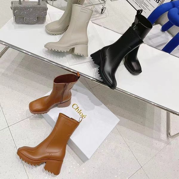 Neue Martin-Stiefel für Damen, Regenstiefel, Stiefeletten, hochwertig, Betty, PVC, Shopping, klassisches Leder, Frühling und Herbst, weiche Designer-Luxus-Freizeitschuhe, Reißverschluss, Größe 35–39