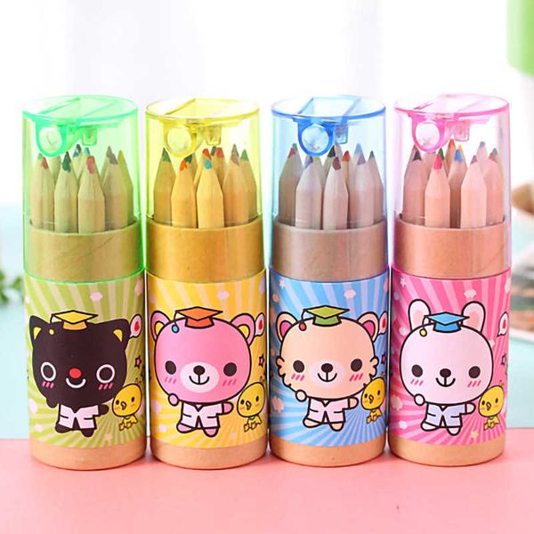 Crayons mangá 12 lápis coloridos Crayons Set para crianças Lápis de artigos de papelaria de anime de anime
