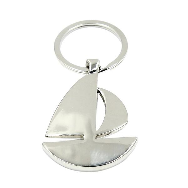 Schlüsselanhänger Mode Männer 8,3 cm Auto Keychain DIY Metall Halter Kette Vintage Segelschiff Segelboot Silber Farbe Anhänger Geschenk