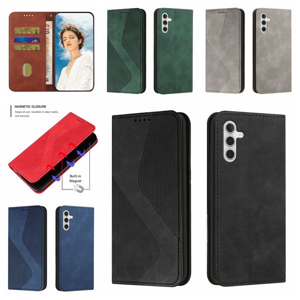 S Skin Feel Leder Brieftasche Hüllen für Moto G Stylus 5G 2023 E13 G73 G53 G23 Edge Plus G Edge 30 Lite Samsung A04E A24 4G A34 A54 5G Suck Magnetverschluss Halter Karte Flip Cover