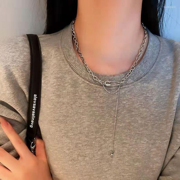Colares pendentes Goth Egirl Creative Safety Pin Chokers Colar para mulheres Personalidade Clavicle Jóias Chain Jóias Grunge Fairy Core