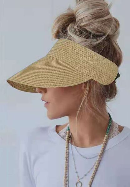 Cappelli a tesa larga Secchiello Giolshon Summer Vuoto Top Suncap Pieghevole Portatile Roll Up Beach Donna Sun Fashion Casual Cappello di paglia Visiere 230325