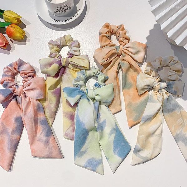 Accessori per capelli Moda Scrunchies stile tie-dye per ragazze Strumenti per lo styling per bambini Coda di cavallo per bambini Indossa copricapo da festa