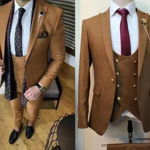 Erkekler Suits Blazers 2023 Özel Yüksek Sınıf Lüks Kahverengi Düğün Erkekler Slim Fit Man Business Leisure Moda Partisi Yapılan Resmi Blazer