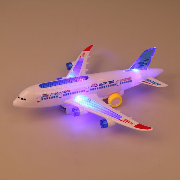 ElectricRc Uçak DIY Montaj Airbus Autopilot Flash Ses Müzik Aydınlatma Oyuncakları Çocuklar İçin Elektrikli Uçak Oyuncak 230325