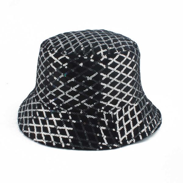 Cappelli a tesa larga Cappello da pescatore moda coreana Reversibile Plaid Leopard Bling Paillettes Cappello da pescatore per donna Uomo Streetwear Cap Hip Hop Gorro P230311