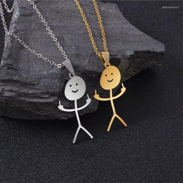 Anhänger Halsketten Edelstahl Fuxk Sie markieren Doodle Halskette für Männer Frauen einfache Hip Hop Stickman Party Schmuck Geschenk