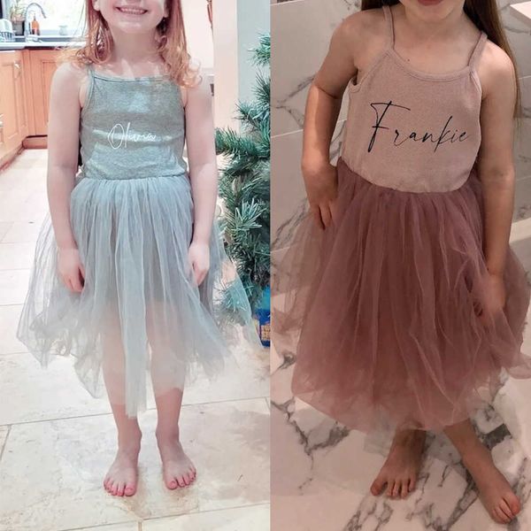 Abiti da ragazza personalizzati per bambini estate tulle balletto cotone solido vestiti senza maniche bambini adolescente tutu costume bambina