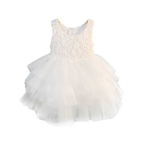 Vestidos da menina verão bebê sem mangas colete crianças branco casamento tule saia pequena princesa crianças dança
