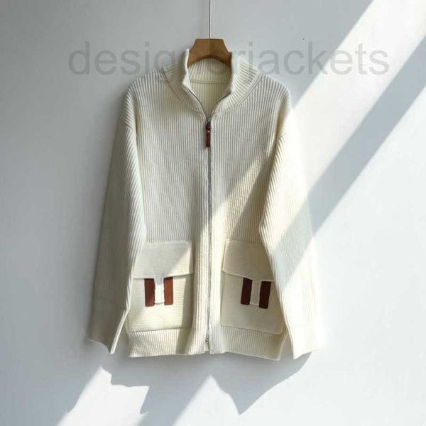 Malhas femininas Tees Designer Lear letra zip knit pólo de inverno pómere suéter novo estilo de temperamento bolso de manga longa jaqueta bksq