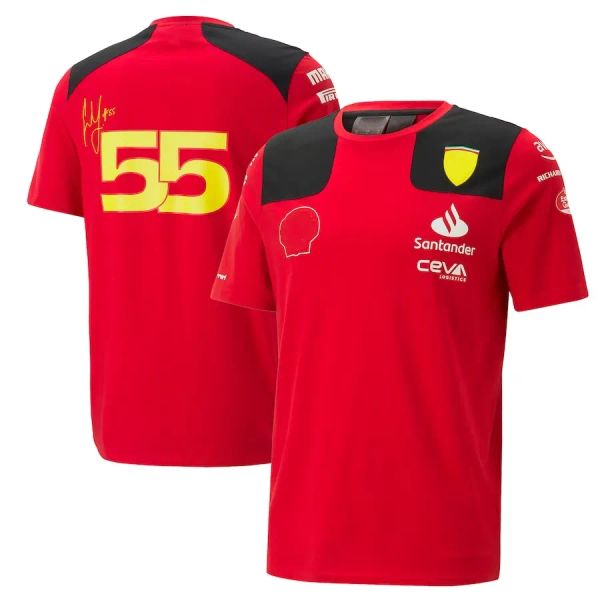 2023 Formula 1 F1 Yarış Setleri Carlos Sainz Charles Leclerc Fernando Alonso T-shirt Sıradan Nefes Alabası Polo Yaz Araba Logosu Motorsport Takım Jersey Gömlek BBB