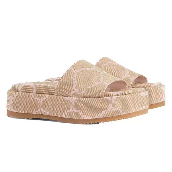 Ciabatte da donna con plateau e design, sandali da spiaggia, tacco piatto, tinta unita, casual, usura esterna ispessita, aggiunge pantofole da 5 cm, con scatola 35-44