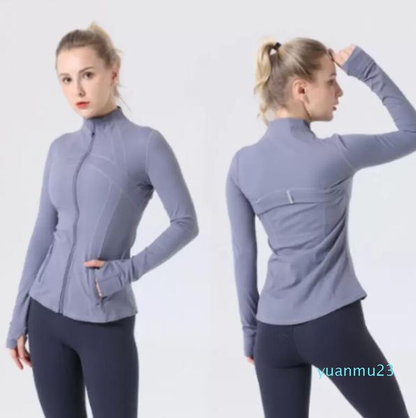 LU-088 2022 Giacca da yoga da donna Definisce allenamento Cappotto sportivo Giacca da fitness Sport Quick Dry Activewear Top Solid Zip Up Felpa Sportwear 16 Vendita