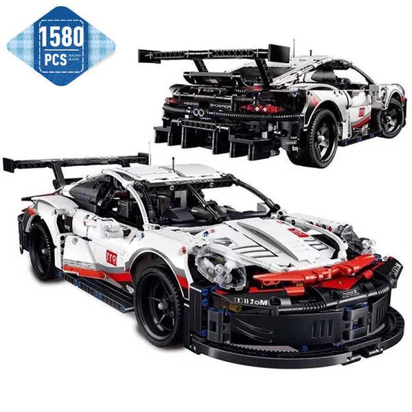 Blocchi Kit di costruzione di modello Veicoli da corsa 911 Technical Sportcar Formula Sports Car Speed Champions Building Blocks 1580 PCS Modello 42096 RSR Giocattolo per bambini J240307