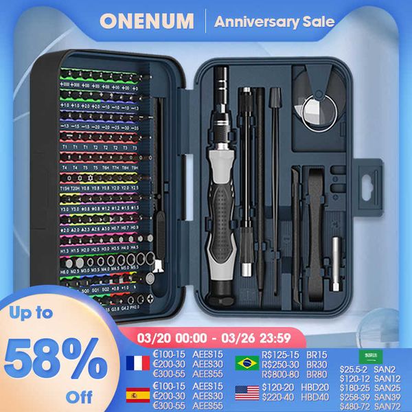 Conjunto de chave de fenda de precisão ONENUM 25/39/63/130/132/145/170 em 1 Phillips Screw Bits não-deslizamento Ferramenta de reparo de kit de kit combinada