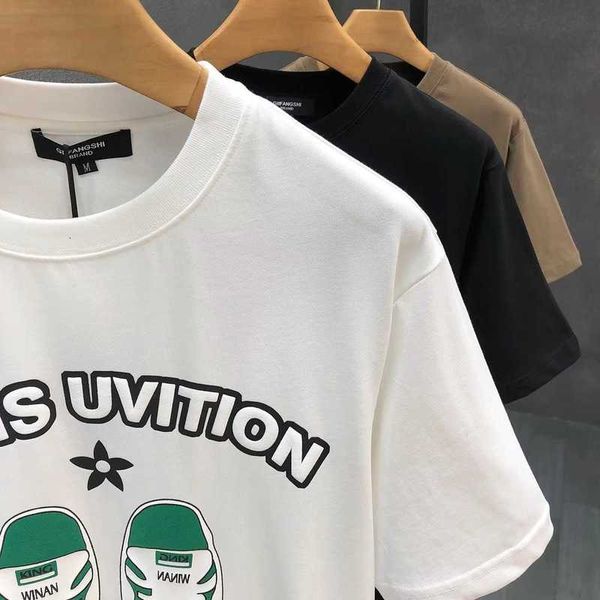 Homens Louis Camisetas Designer Manga Curta Verão Coreano Sapatos Personalizados Louis Camisa Impressa Em Torno Do Pescoço Pulôver T-Shirt Top Casual Wear 6161