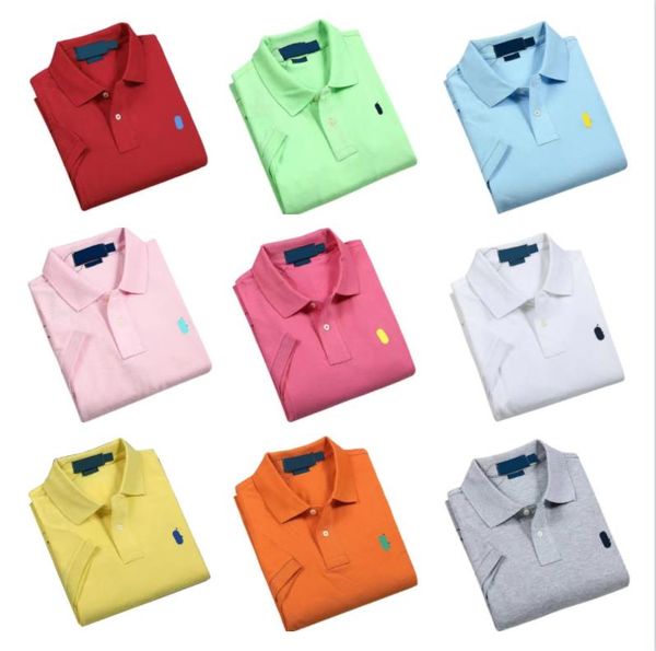 Polos bordados Mens Marcas Polo Pônei Homens Casual Manga de Algodão Business Carta Roupas Shorts Manga Grandes e Pequenos Cavalos Laurens Roupas