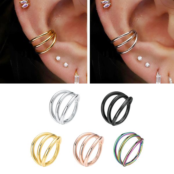 ANELOS NARE ESTUDOS 316L SELEIRA TRAGUS HELIX CARTILAGE RING RING RING SEPTUM Clicker Conch três camadas Jóias de piercing de nariz 230325