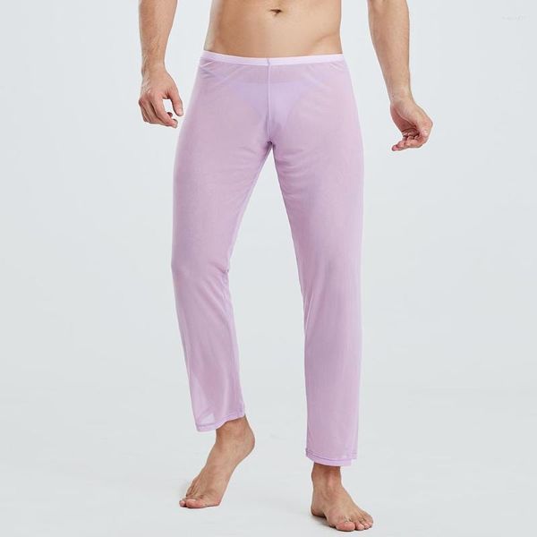 Herren-Nachtwäsche, Hose, Pyjama, lockere Netz-Nachtwäsche für Herren, für sexy Männer, transparente Seide