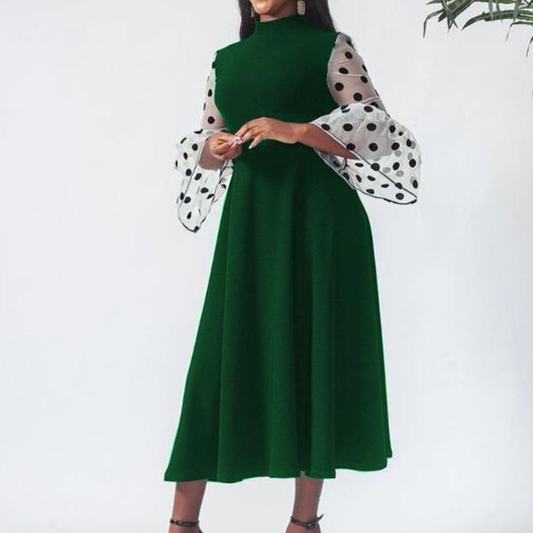 Sıradan Elbiseler Zerafet Vintage Elbise Polka Dotlar Parlama Kolu Fit ve MIDI Kadınlar için Balo Partisi Doğum Günü Yaz Güz 2023