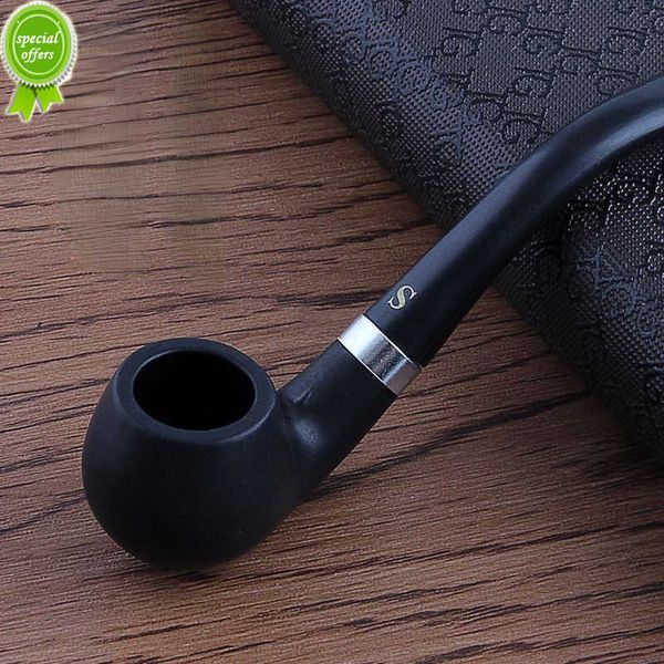 New Handheld Tobacco Pipe Wooden Bent Pipe Smoking Filter Herb Grinder Portable Cleaning Smoke Pipe Cigarette Accessories Men's Gift