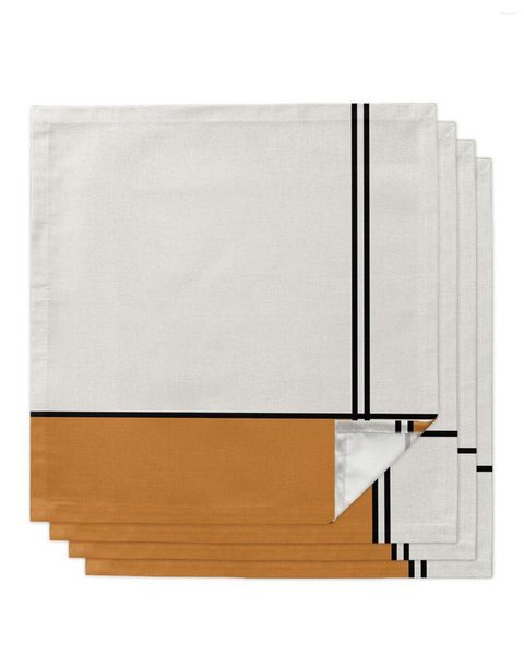 Столовая салфетка 4pcs Orange Abstract Geometric Art Lines Square 50 см свадебные украшения ткани кухня ужин с салфетками