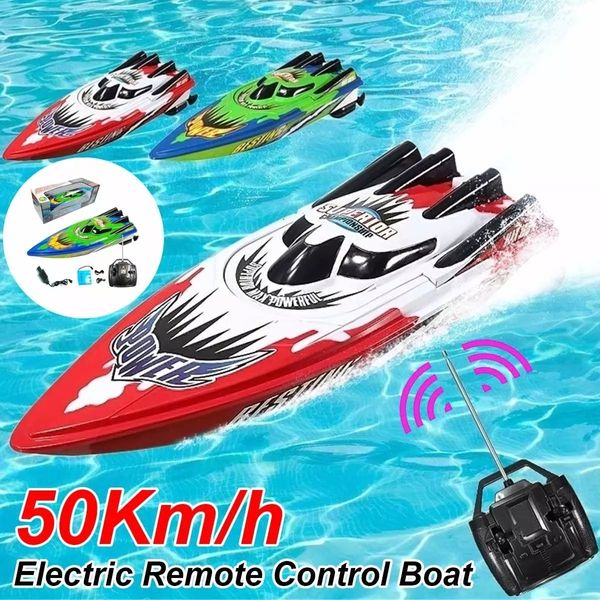 ElectricRc Tekneler Uzaktan Kontrollü Speedboat Elektrikli Tekne Yüksek Hızlı Radyo Yarışı Gemi Şarj Edilebilir Çevreye Meydan Okunabilir Açık Su Oyuncak 230325