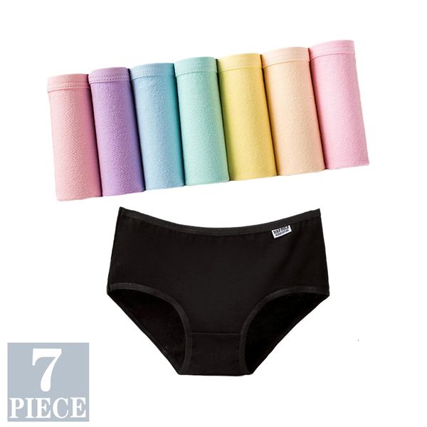 Kadın Panties 7pcs Kadın Pamuk iç çamaşırı Dikişsiz Külot Seksi Külot Kadın Nefes Alabaş Düz Renk Dalgısı Kız Kızların İç çamaşırları MXXL 230325