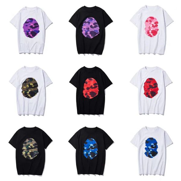 Tasarımcı T Gömlek Erkek Gömlek Bayan Yaz Üstleri Giyim Erkek Tshirt Çift Ekip Boyun Tee Nefes Pamuk Streetwear Kısa Kollu Mektup Baskı Bapes Polos T-Shirt