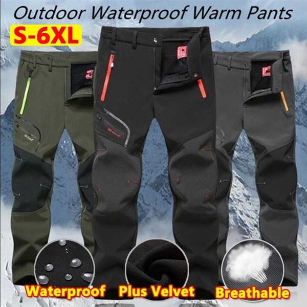 Pantaloni da uomo Uomo Inverno Nuovo Caldo Escursionismo Trekking Pesca Campeggio Pantaloni da arrampicata Oversize 6XL Pantaloni da ciclismo in pile da donna impermeabili all'aperto W0325