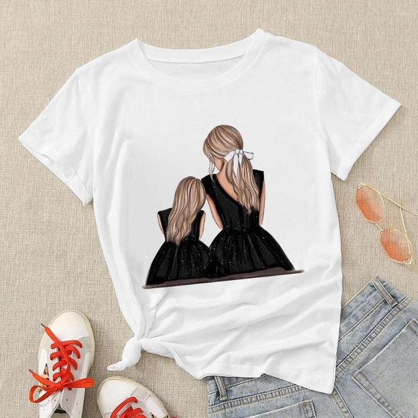 T-shirt da donna Camicia mamma Brasile Look familiare Estate Manica corta Moda casual Madre # 39; s Top bianco Ropa Benessere estetico