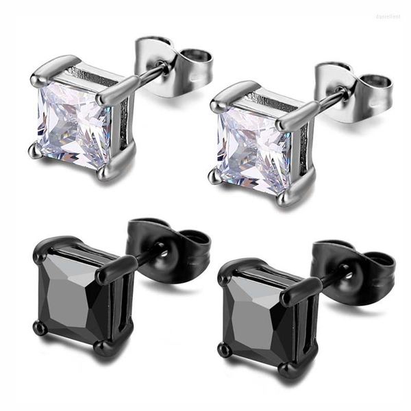 Brincos de garanhão quadrado para homens Mulheres aço inoxidável Zircão coreano Cool Kpop Small Ear Studs UNissex Jewelry Gifts