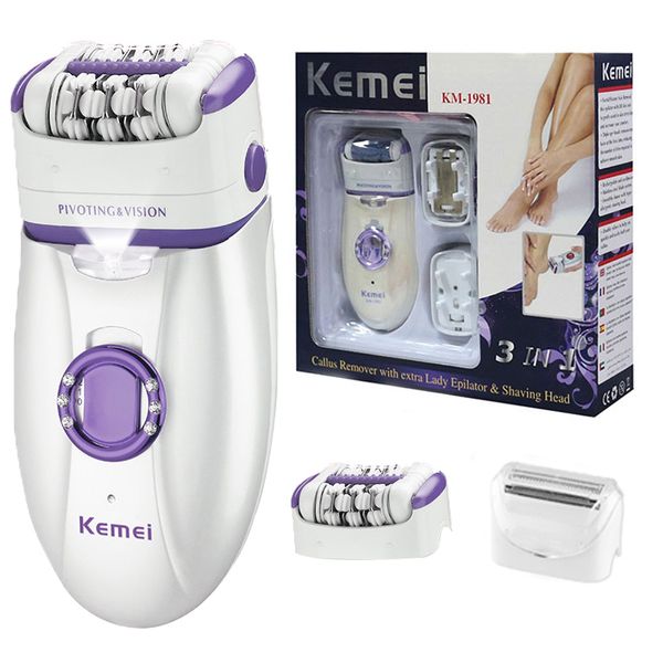 Epilatore Kemei 3in1 Elettrico Per Le Donne Rasoio Gamba Corpo Depilazione Lady Bikini Trimmer Viso Ricaricabile 230324