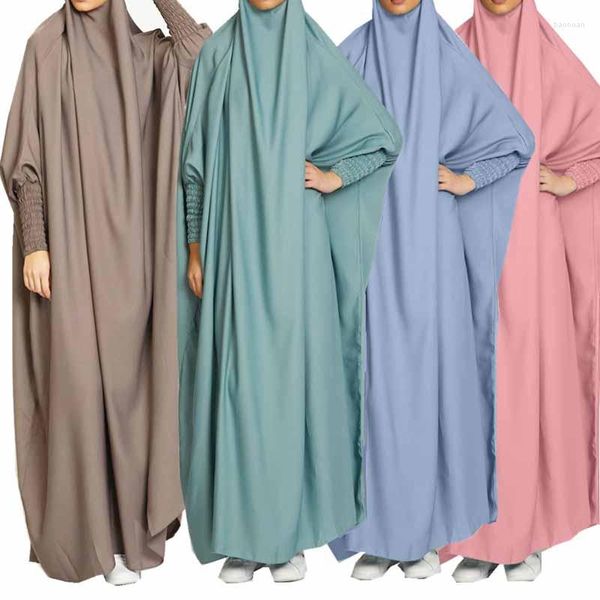 Abbigliamento etnico Abito Abaya musulmano Dubai Ramadan Preghiera Hijab per le donne Vestito Islam Khimar Sciarpa con cappuccio Stile Abito Abiti africani